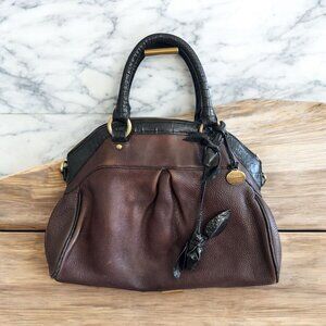 BRAHMIN Dillards 75th Anniversary Brown Black Leather Satchel Handbag